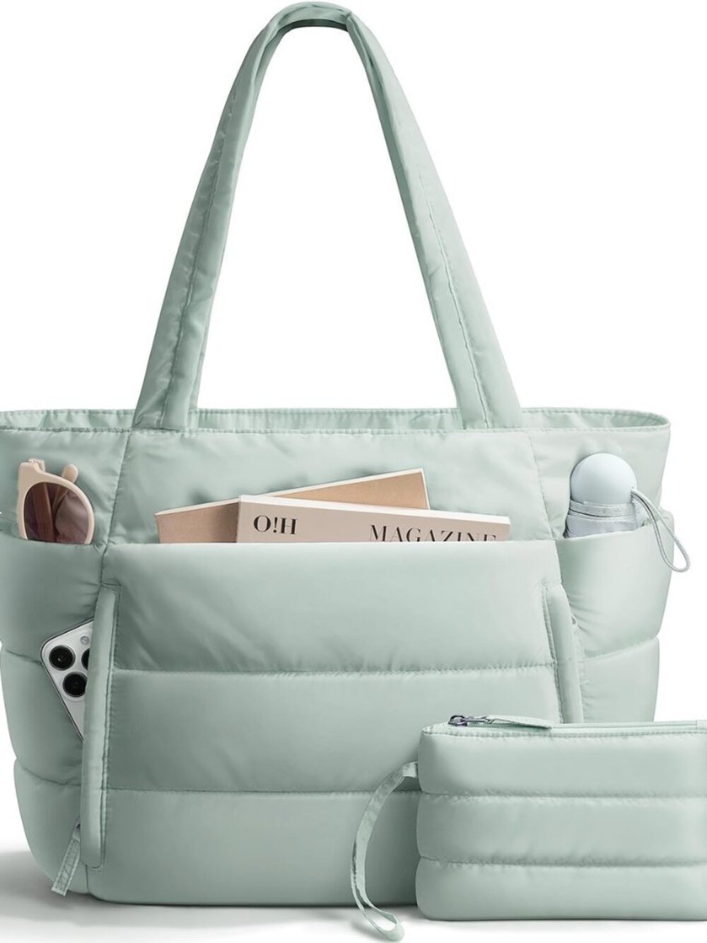 Puffer Tote Bag for Women, Lightweight Puffy Travel Gym Work Bag